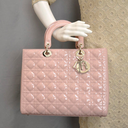 Christian Dior Patent Cannage Large Lady Dior Pink 2 of 9