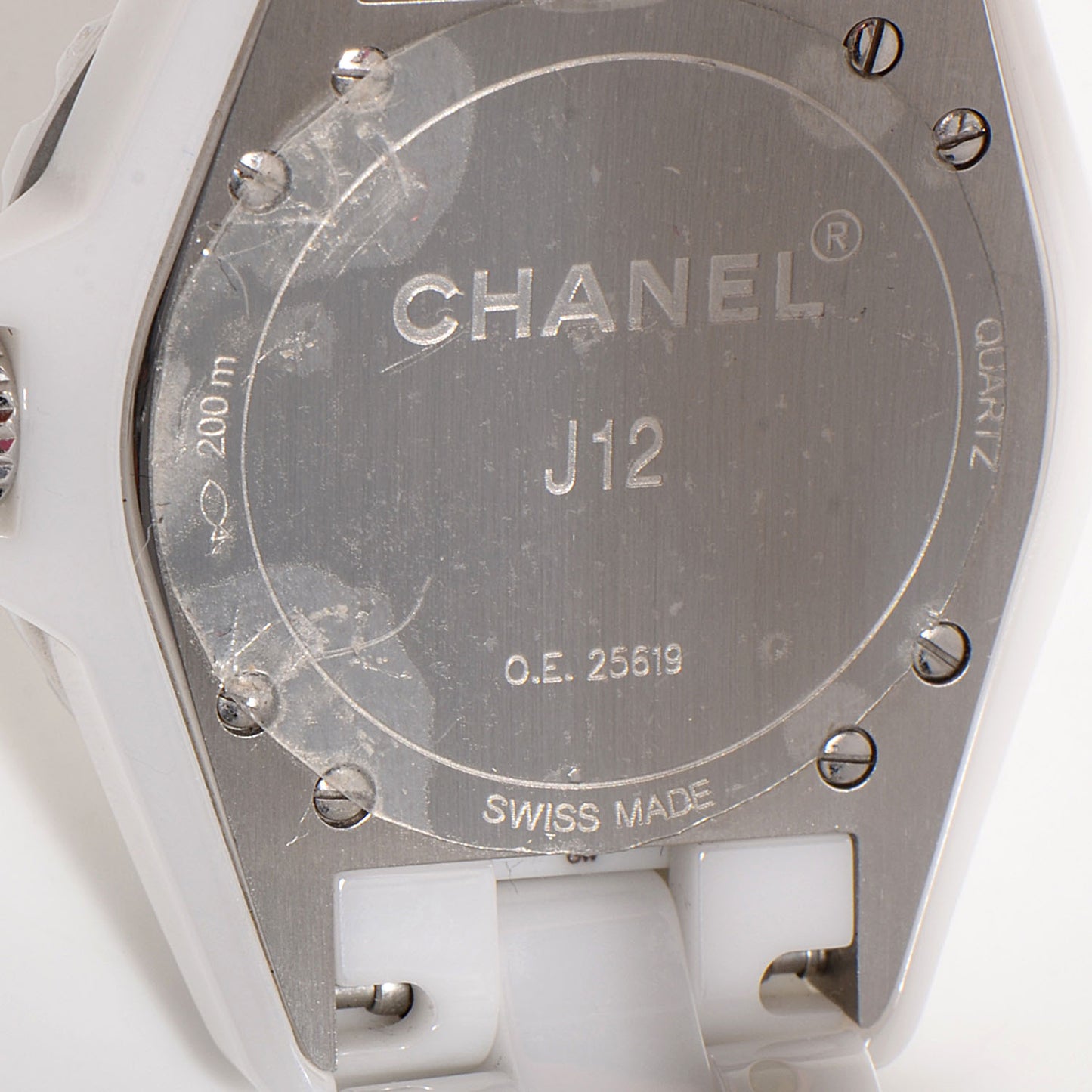 Stainless Steel Ceramic Diamond 33mm J12 Quartz Watch White