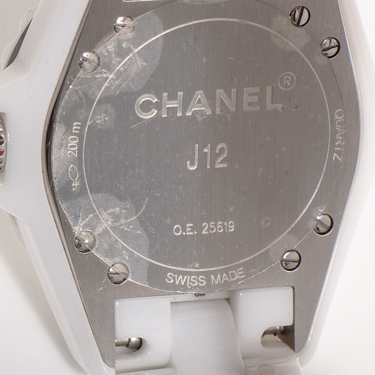 Chanel Stainless Steel Ceramic Diamond 33mm J12 Quartz Watch White 5 of 7