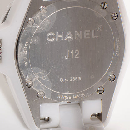Chanel Stainless Steel Ceramic Diamond 33mm J12 Quartz Watch White 5 of 7