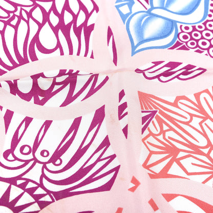 Hermes Silk Reverie Solitaire Scarf 90 Rose Pale Bleu Fuchsia 4 of 6