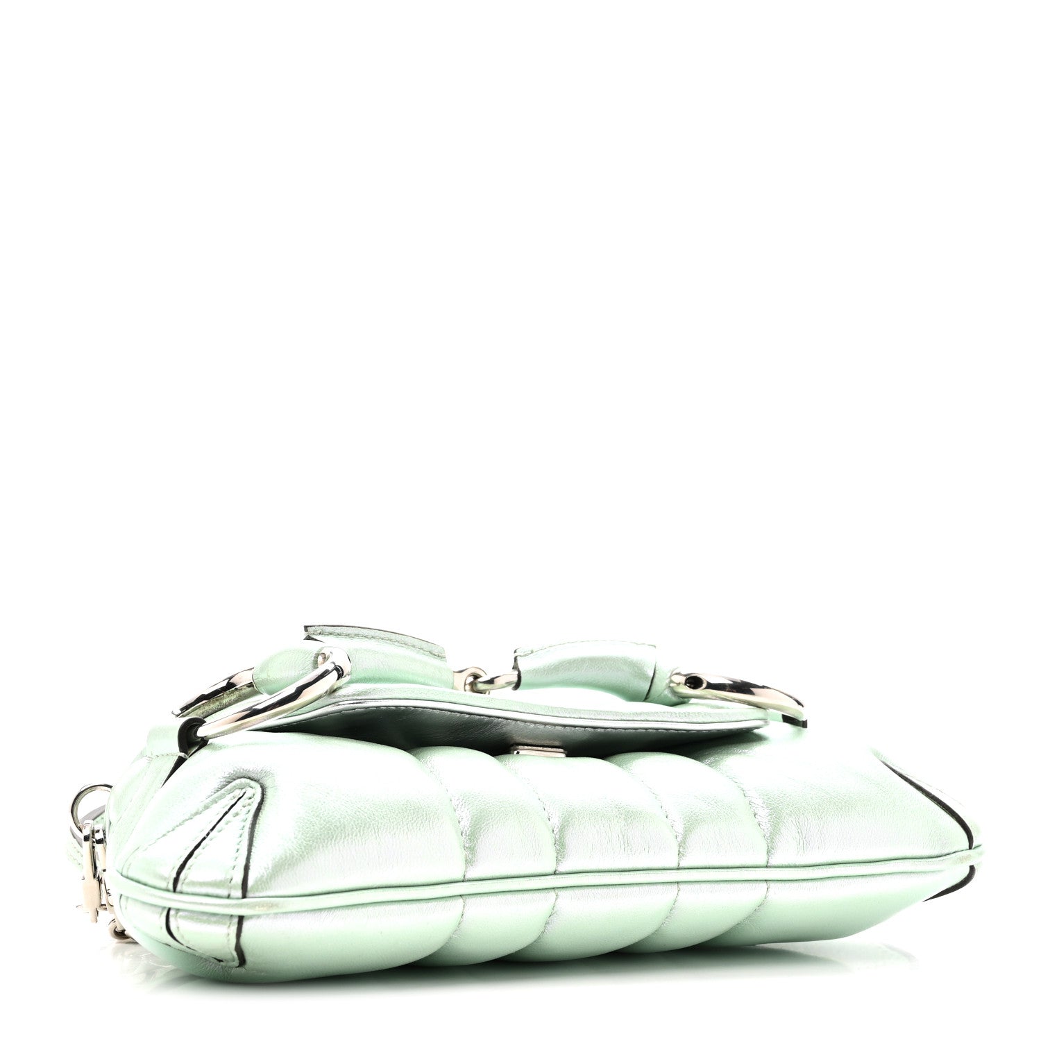 Gucci Iridescent Nappa Vertical Matelasse Small Maxi Horsebit Chain Shoulder Bag Iridescent Salvy Green 4 of 9