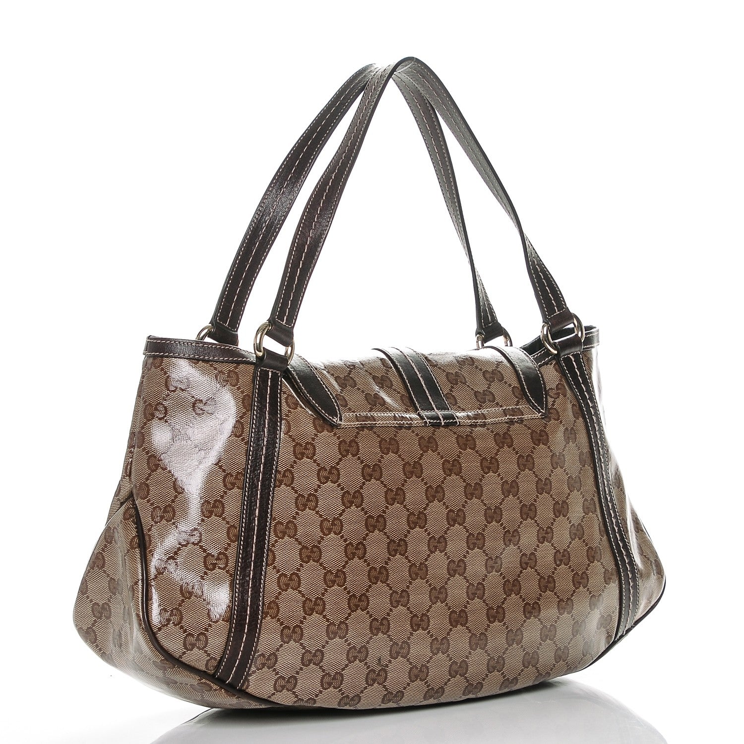 Gucci Crystal Monogram Duchessa Flap Shoulder Bag Dark Brown 2 of 29