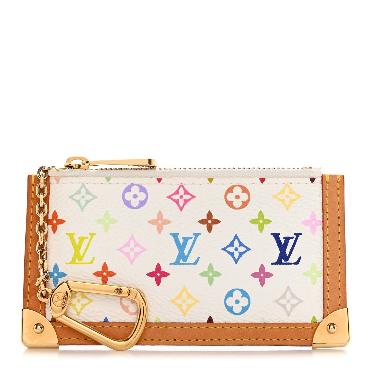 LOUIS VUITTON Monogram Multicolor Key Pouch White