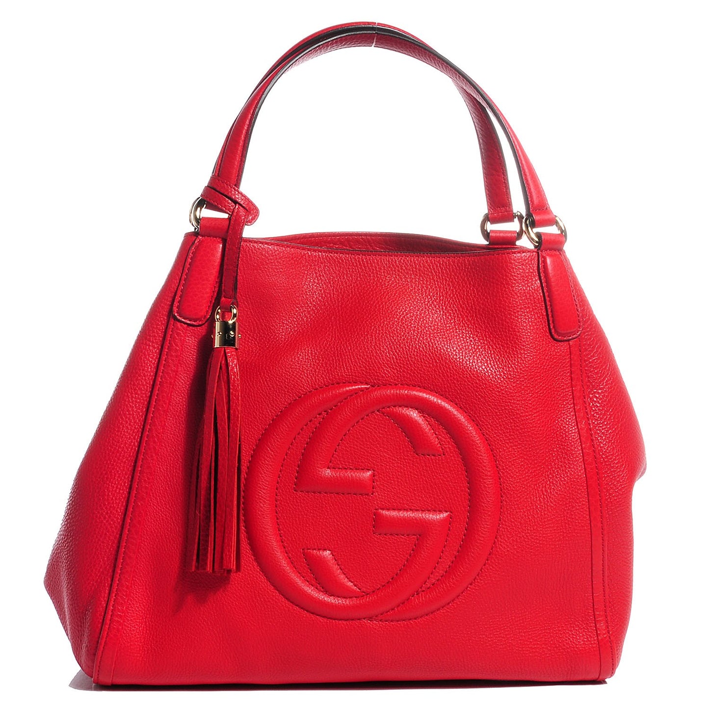 Pebbled Calfskin Medium Soho Shoulder Bag Red