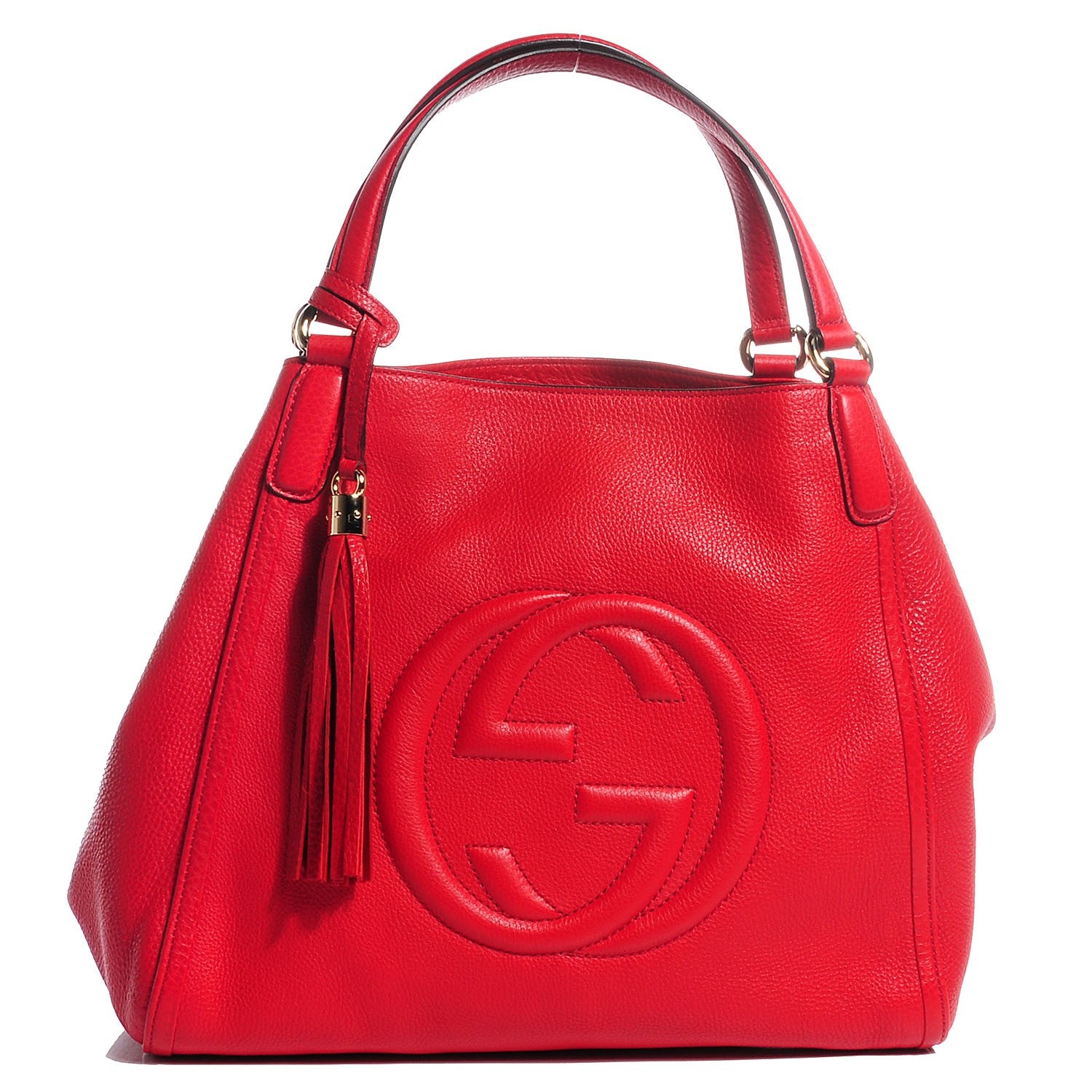 Gucci Pebbled Calfskin Medium Soho Shoulder Bag Red 1 of 9