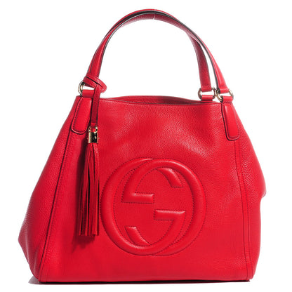 Gucci Pebbled Calfskin Medium Soho Shoulder Bag Red 1 of 9