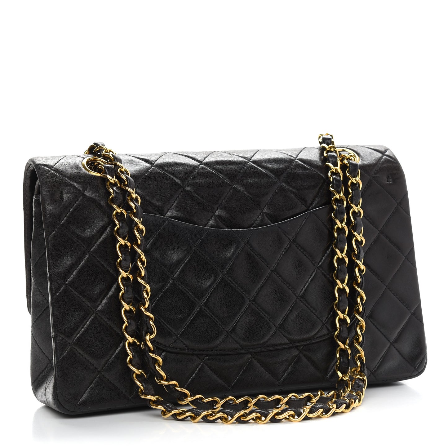 Lambskin Quilted Medium Double Flap Black