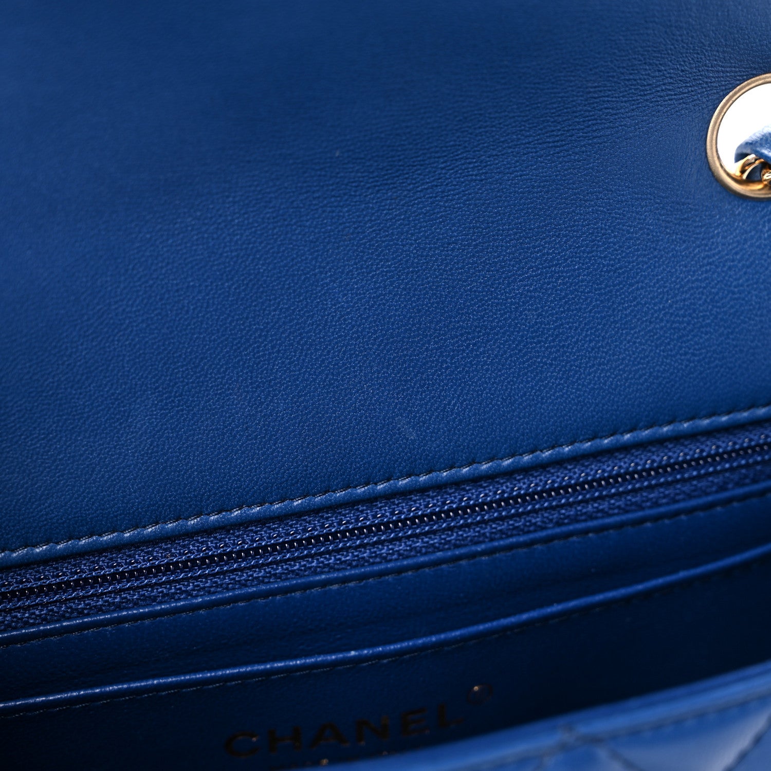 Chanel Lambskin Quilted Mini Rectangular Flap Blue 13 of 14