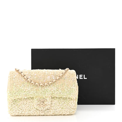 Chanel Shaded Sequin Mini Flap Light Green White Ecru 12 of 12