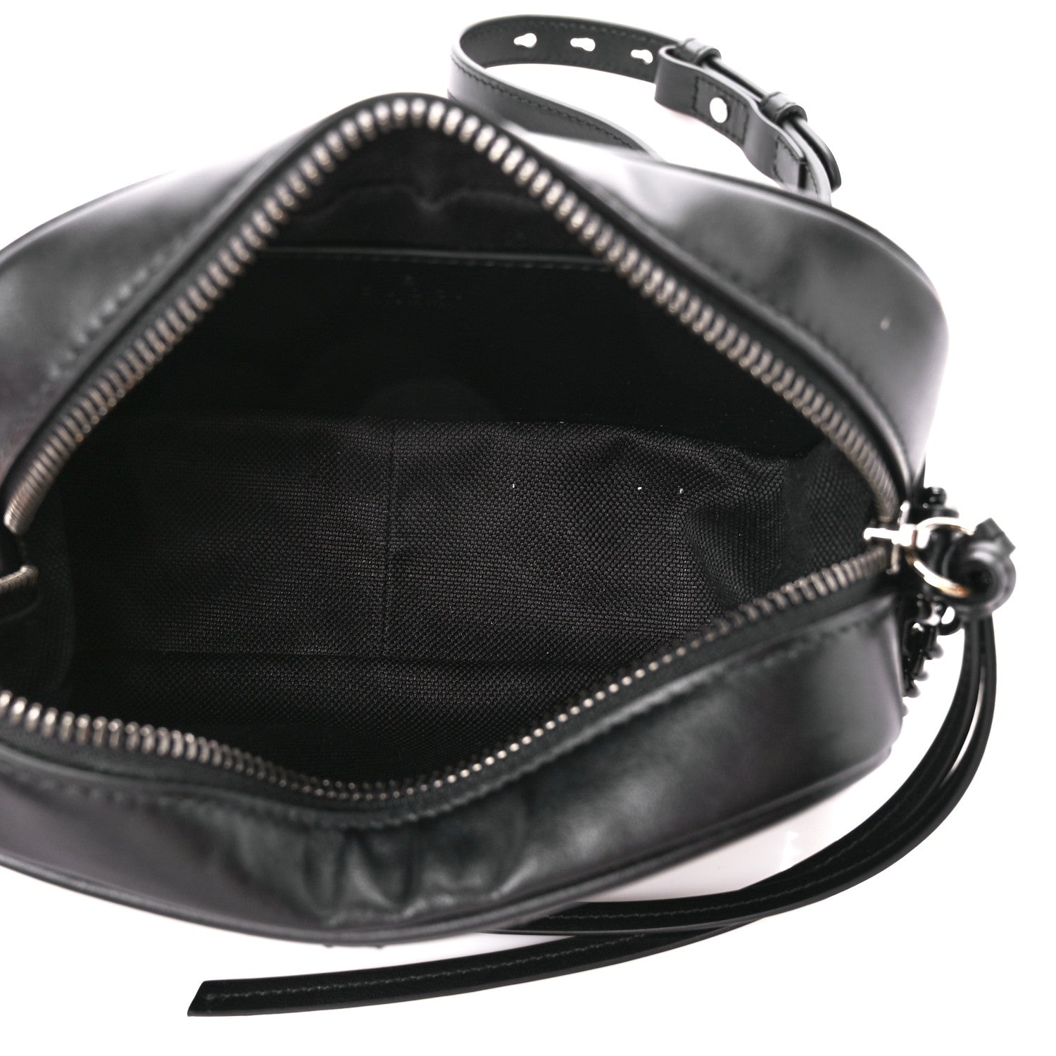 Gucci Calfskin Matelasse Monochrome Mini GG Marmont Chain Shoulder Bag Black 5 of 11