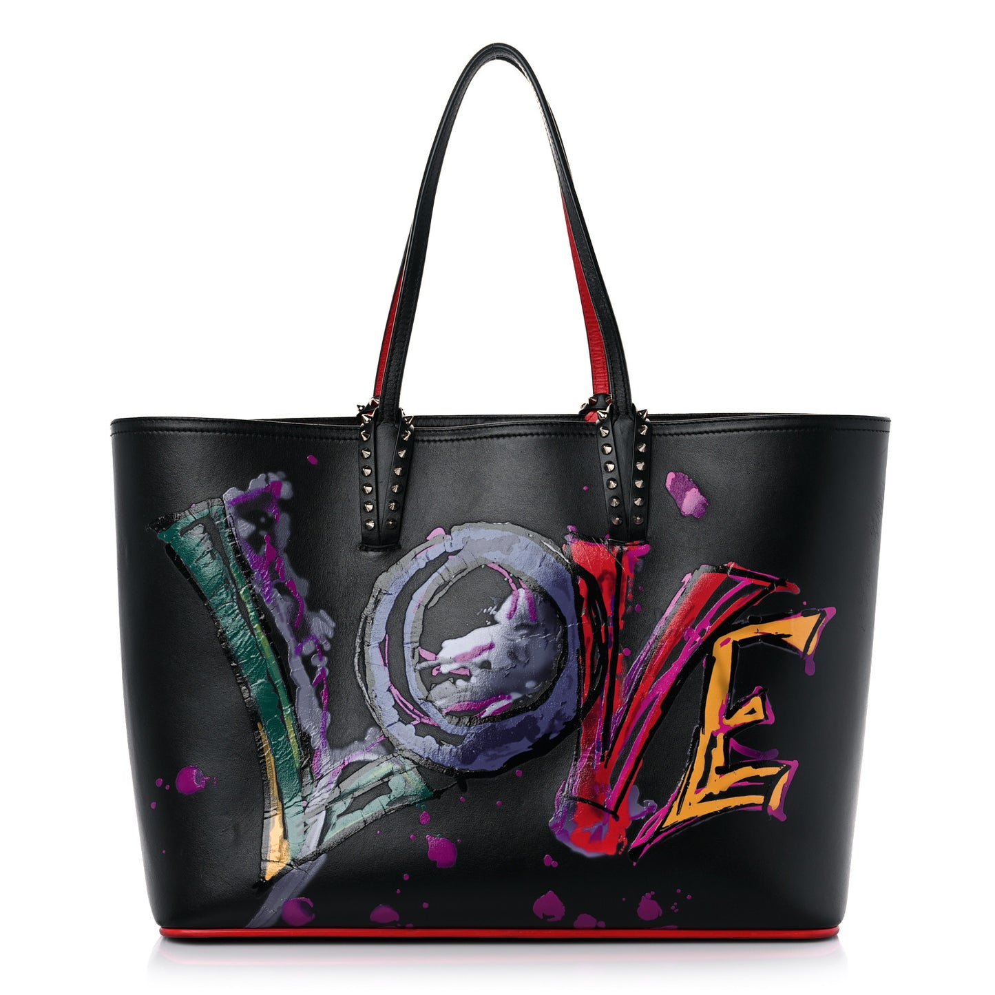 Calfskin In Love East West Cabata Tote Black Multicolor