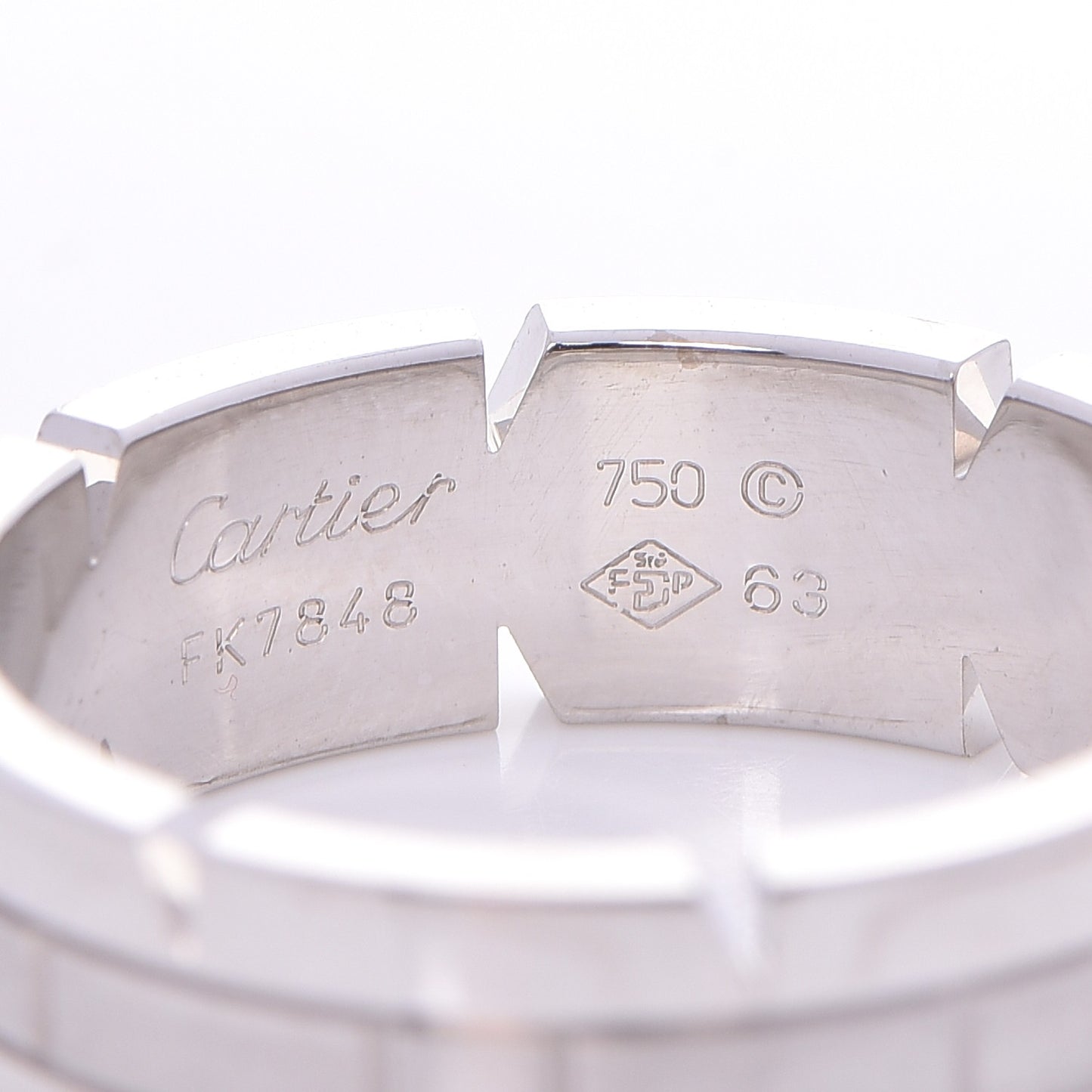 18K White Gold Tank Francaise Ring 63 10.25