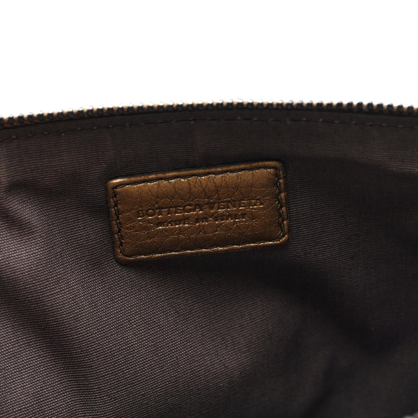 Nappa Intrecciato Zip Pouch Gold