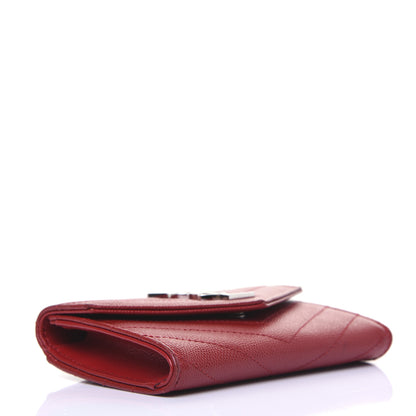 Saint Laurent Grain De Poudre Matelasse Chevron Small Monogram Envelope Wallet New Red 4 of 12