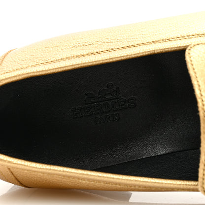 Hermes Metallic Goatskin Paris Loafers 37.5 Dore 7 of 9