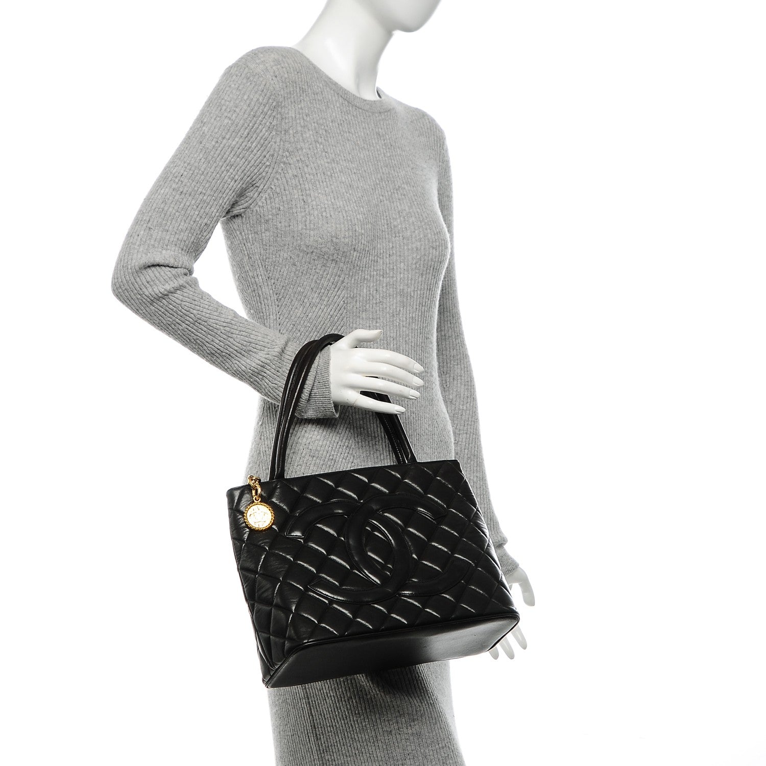 Chanel Lambskin Quilted Medallion Tote Black 2 of 8