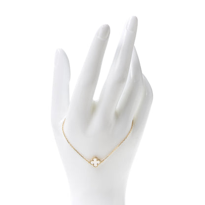 Van Cleef & Arpels 18K Yellow Gold Mother of Pearl Sweet Alhambra Bracelet 2 of 8