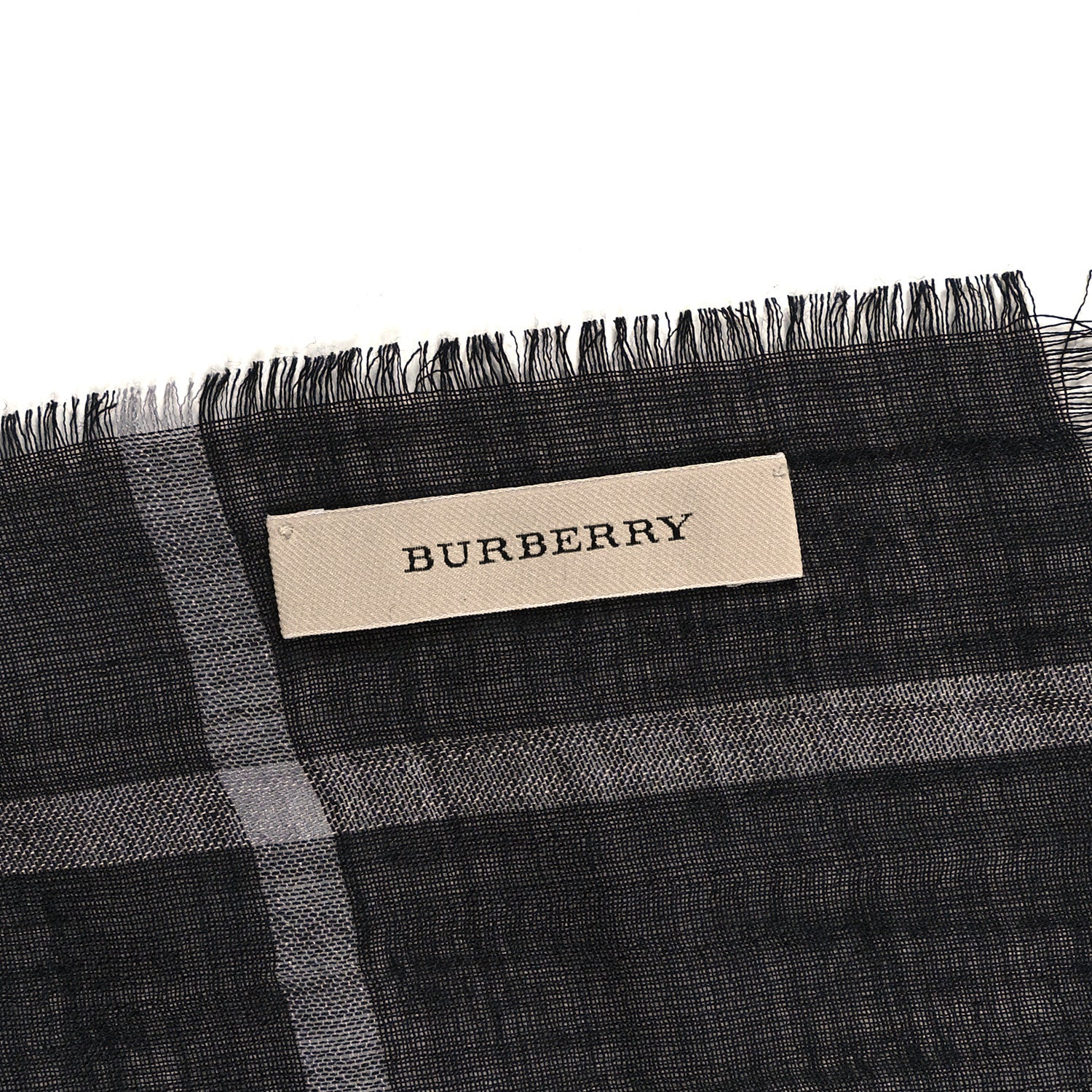 Burberry Wool Silk Gauze Giant Check Scarf Black 4 of 4