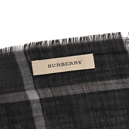 Burberry Wool Silk Gauze Giant Check Scarf Black 4 of 4