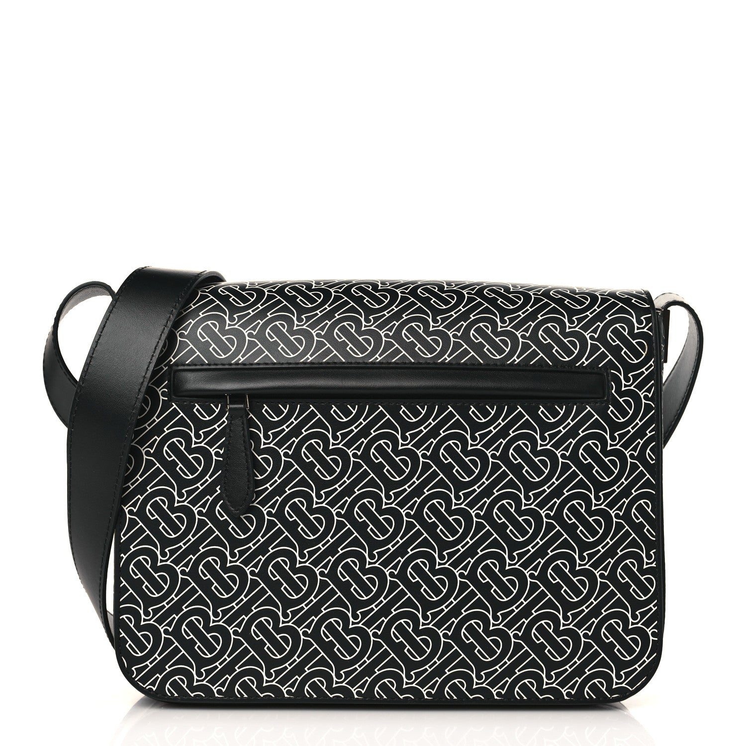 Burberry Calfskin Monogram TB Print Messenger Bag Black White 1 of 7