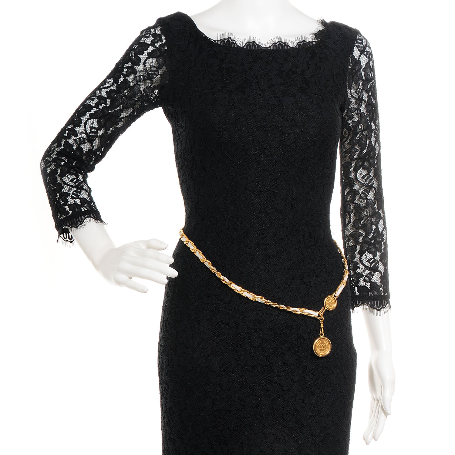 Chanel Leather Gold Chain CC Medallion Belt White 2 of 5