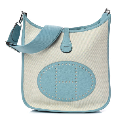 Hermes Toile Taurillon Clemence Evelyne III PM Bleu Atoll 1 of 11