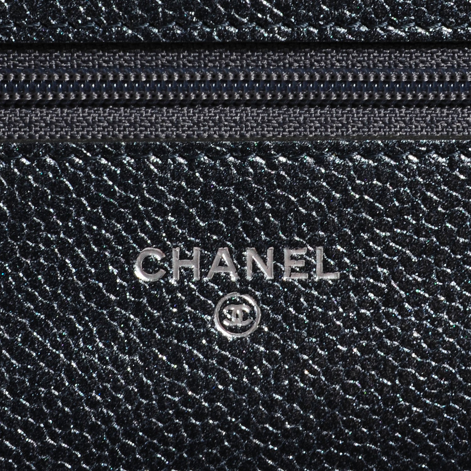 Chanel Metallic Caviar Quilted Wallet On Chain WOC Charcoal 7 of 10