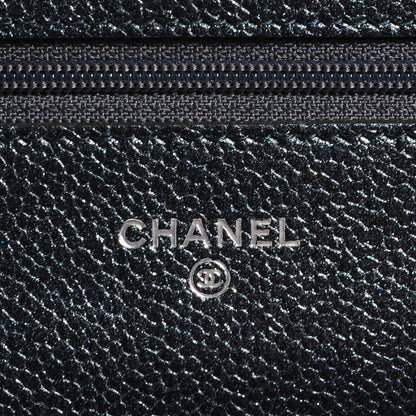 Chanel Metallic Caviar Quilted Wallet On Chain WOC Charcoal 7 of 10