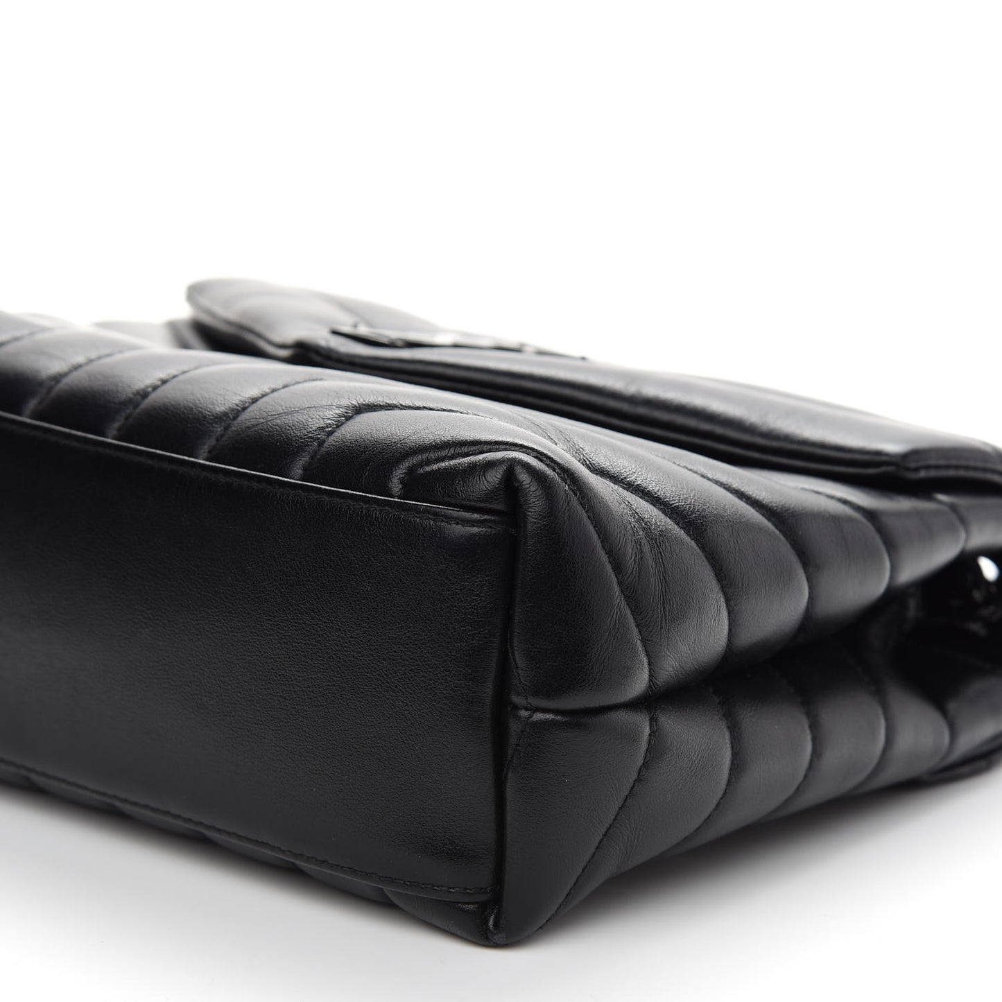 Calfskin Y Quilted Monogram Small Loulou Chain Satchel Black