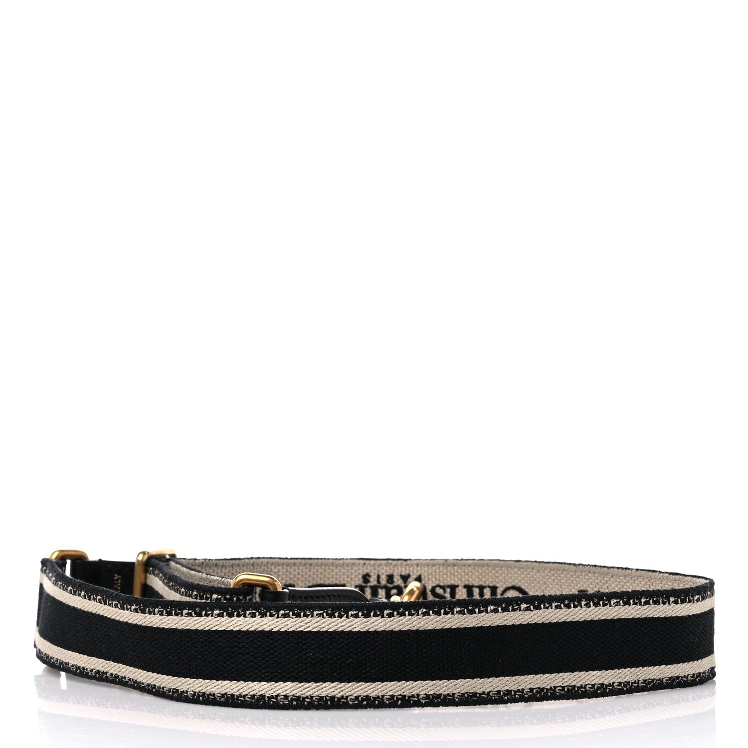 Christian Dior Canvas Embroidered Shoulder Strap Black White 2 of 5