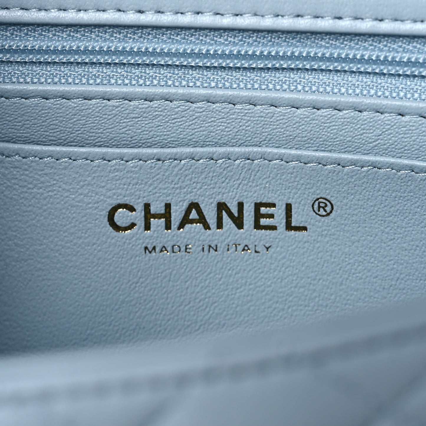 Lambskin Quilted Mini Top Handle Rectangular Flap Light Blue