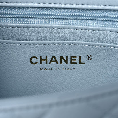 Chanel Lambskin Quilted Mini Top Handle Rectangular Flap Light Blue 7 of 12