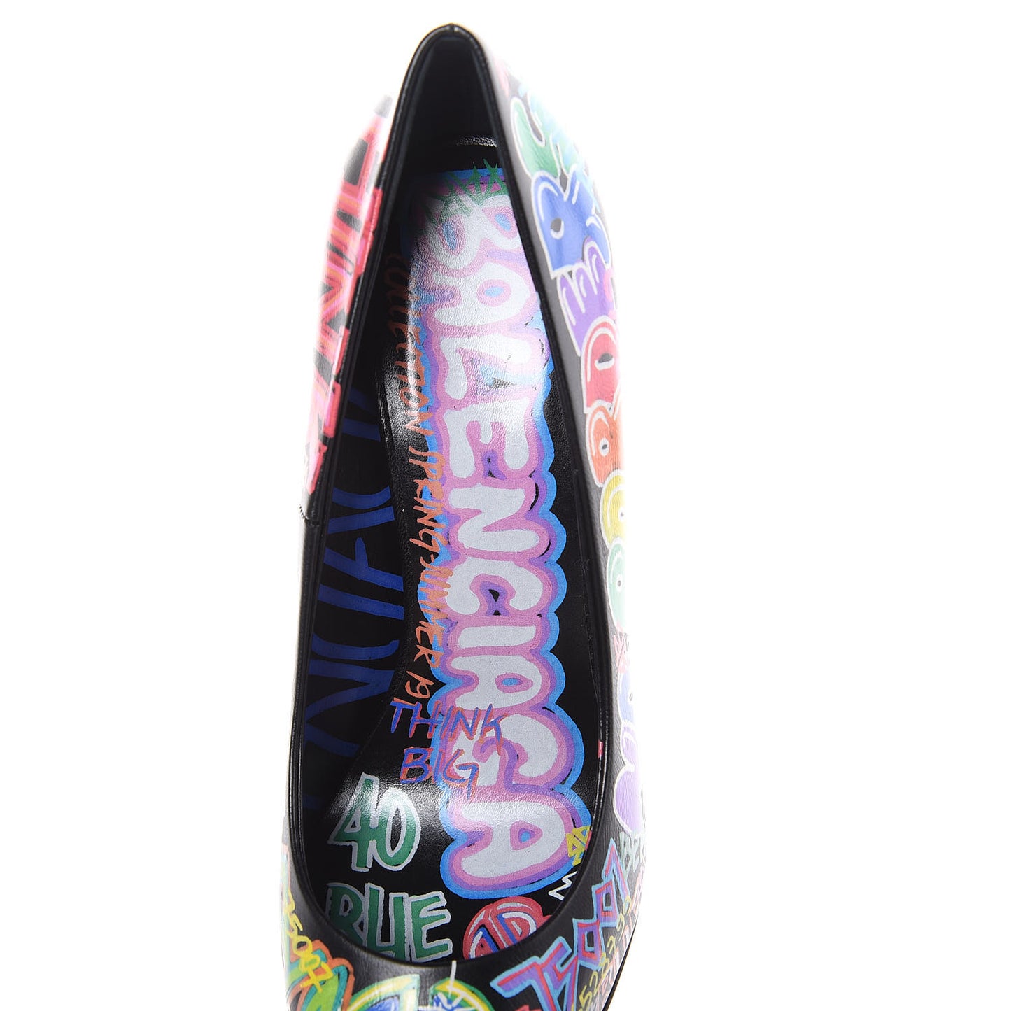Chevre Classic Graffiti Knife Pointed 110mm Pumps 35 Black Multicolor