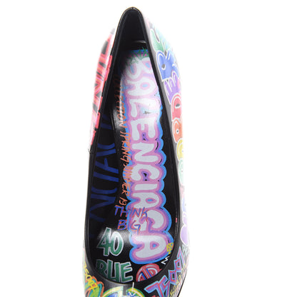 Balenciaga Chevre Classic Graffiti Knife Pointed 110mm Pumps 35 Black Multicolor 5 of 8