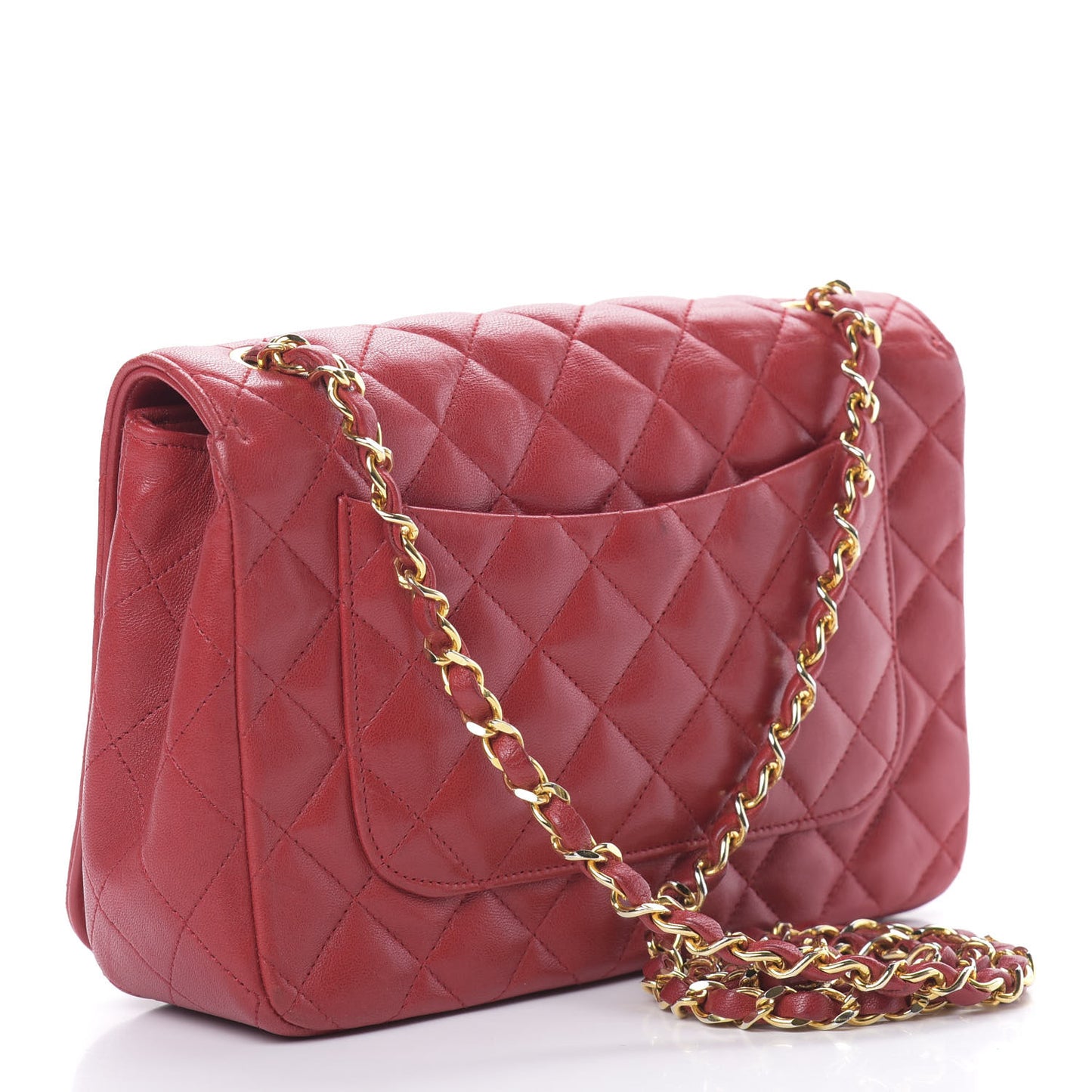 Lambskin Quilted Small Single Flap Red