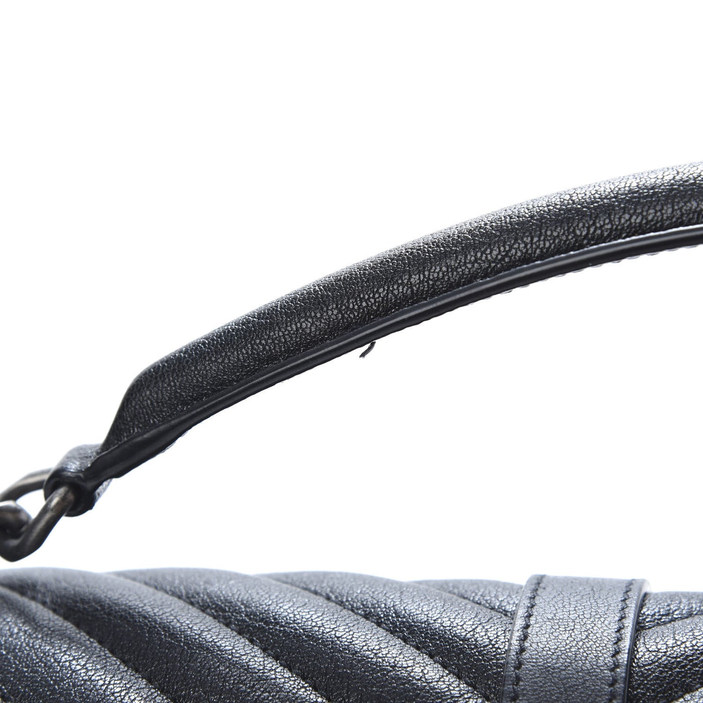 Sheepskin Matelasse Chevron Monogram Large College Satchel Black