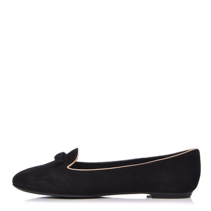 Louis Vuitton Suede Uniformes Bow Flat Loafers 36.5 Black 1 of 9