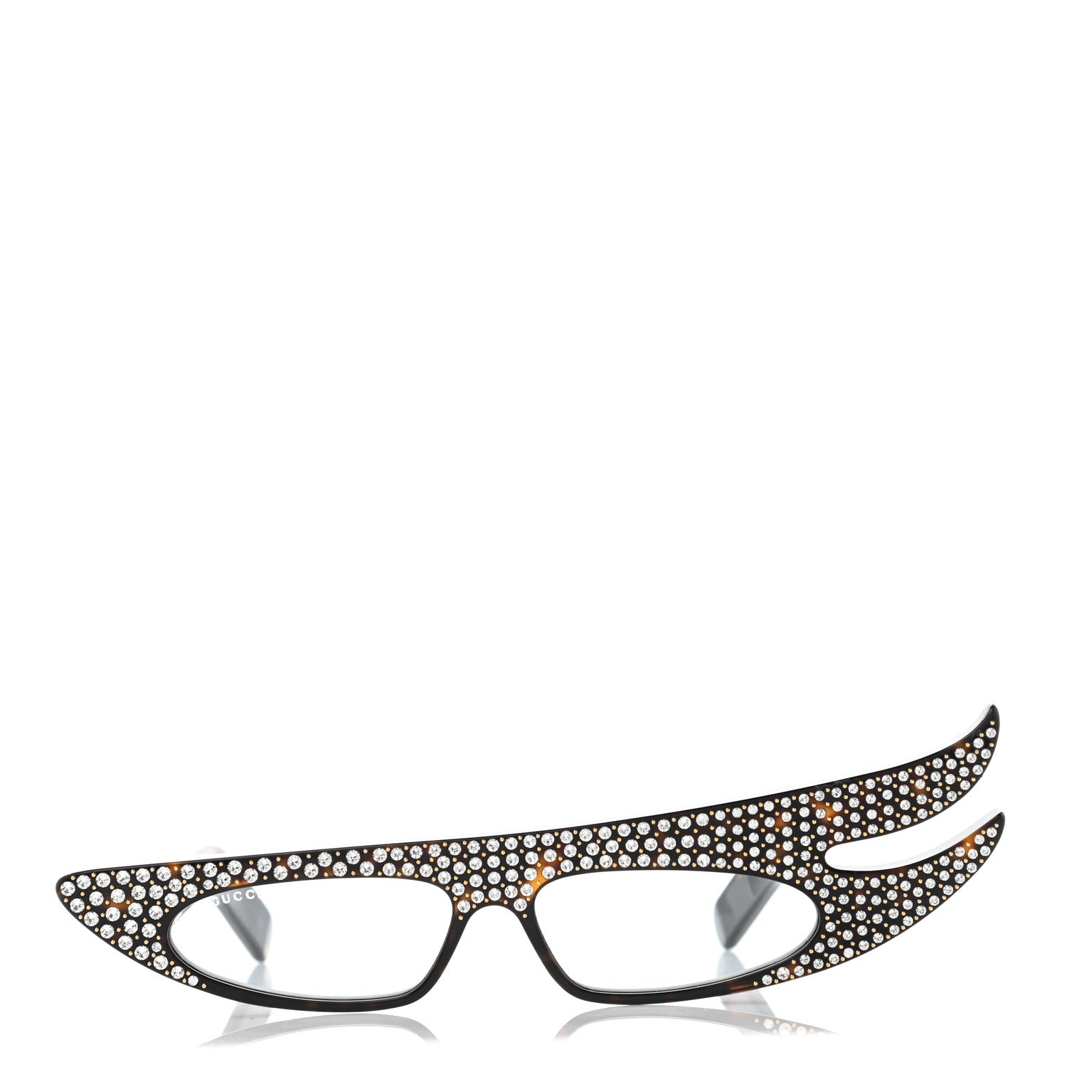 Gucci Acetate Asymmetrical Crystal Sunglasses GG0240S Havanna 2 of 10