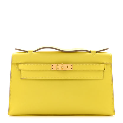 Hermes Swift Kelly Pochette Clutch Lime 1 of 8