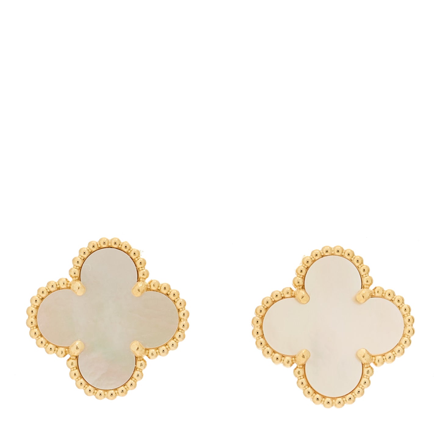 18K Yellow Gold Mother of Pearl Vintage Alhambra Earrings