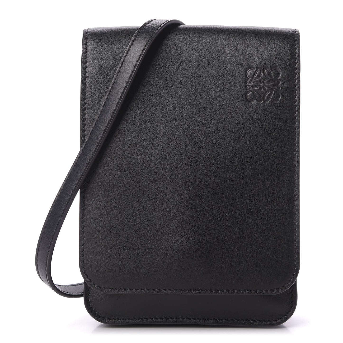 Smooth Calfskin Gusset Flat Crossbody Black