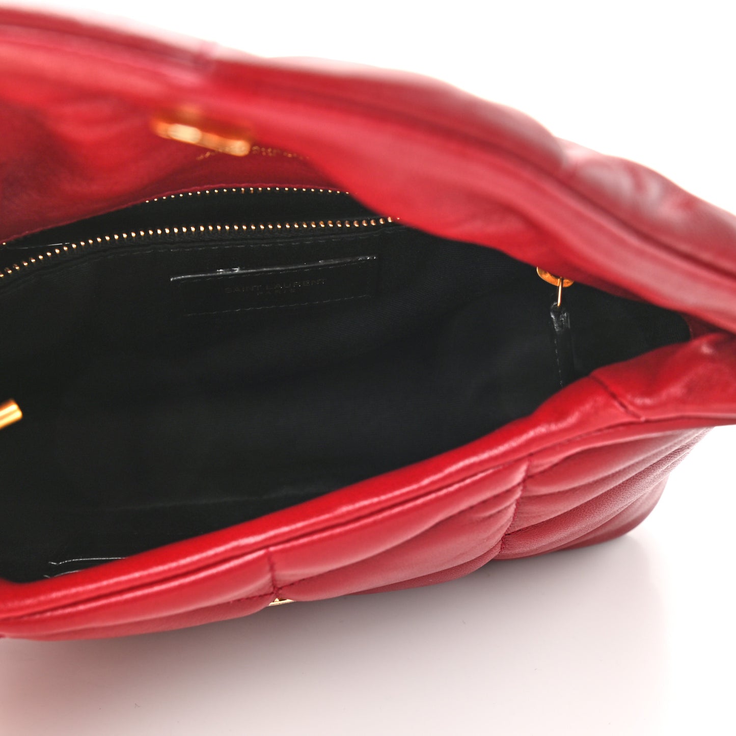 Lambskin Quilted Toy Loulou Puffer Monogram Chain Satchel Red