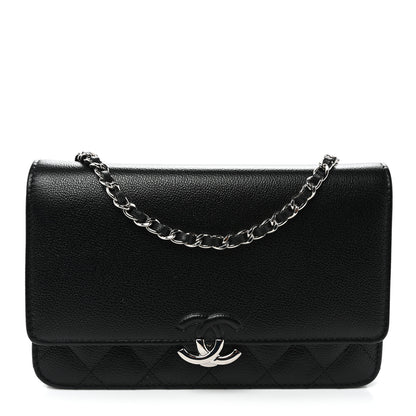Chanel Grained Calfskin Quilted CC Box Wallet On Chain WOC Black 1 of 11