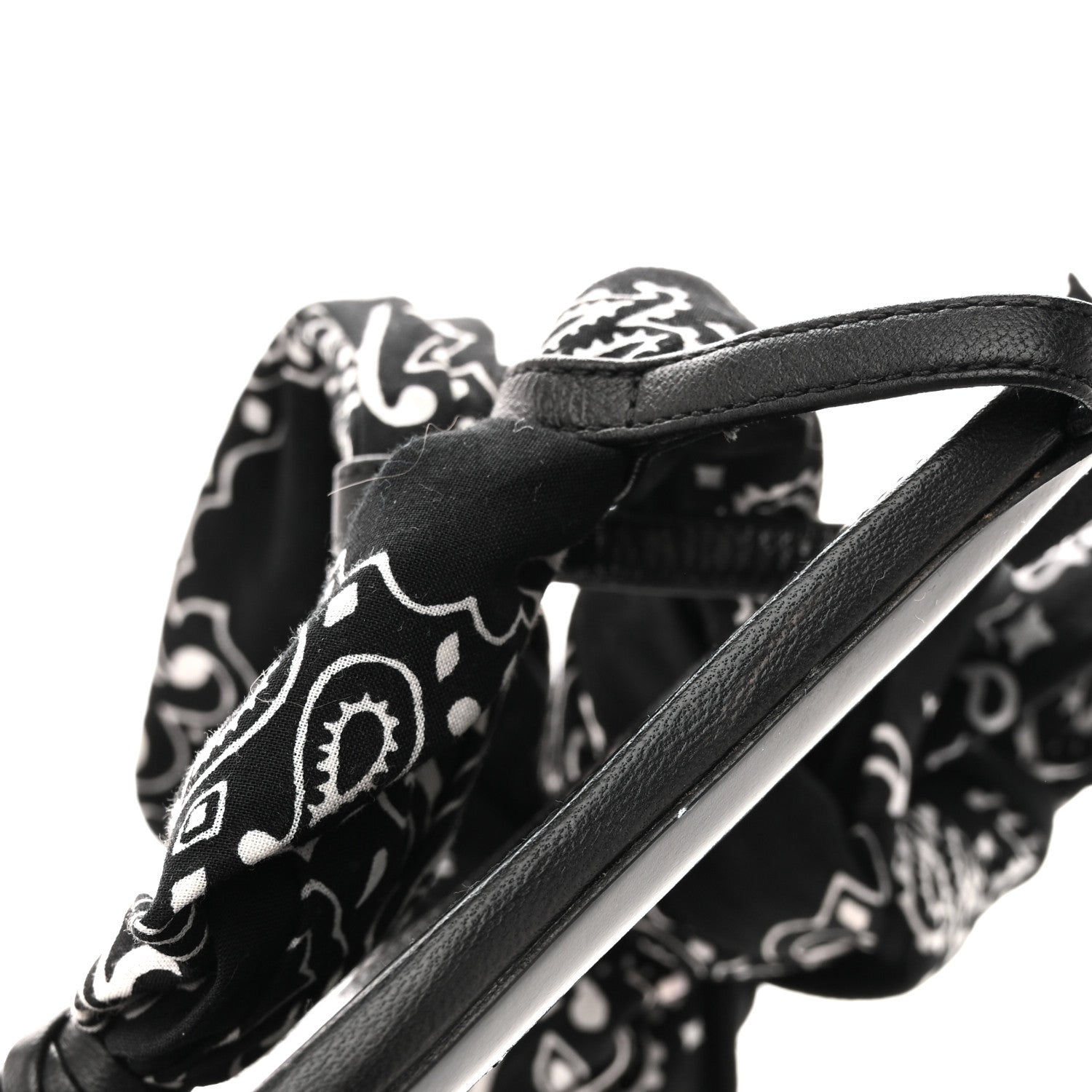 Saint Laurent Calfskin Cotton Paisley Print Flat Sandals 37.5 Black 9 of 9