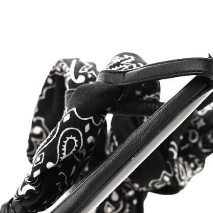 Saint Laurent Calfskin Cotton Paisley Print Flat Sandals 37.5 Black 9 of 9