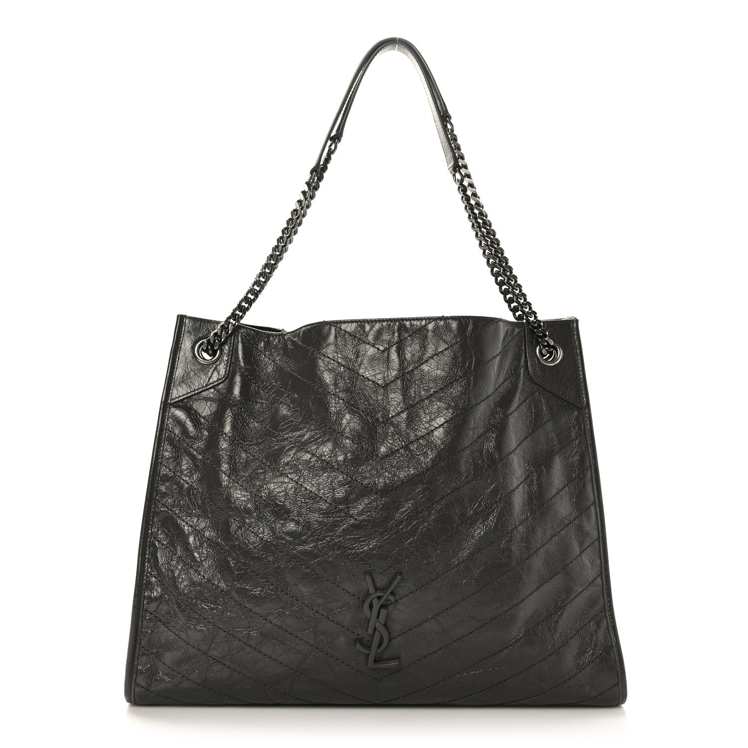 Saint Laurent Crinkled Calfskin Matelasse Monogram Niki Shoulder Bag Storm 1 of 9