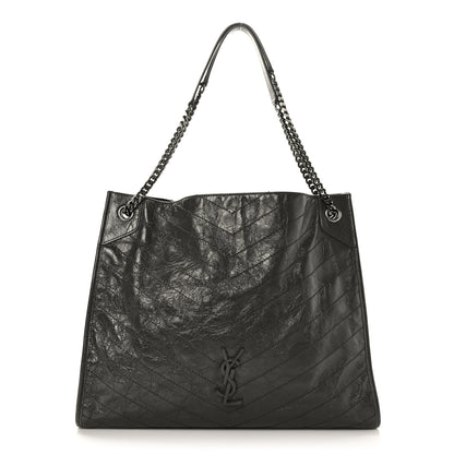 Saint Laurent Crinkled Calfskin Matelasse Monogram Niki Shoulder Bag Storm 1 of 9