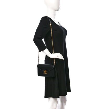Celine Shiny Calfskin Triomphe Margo Wallet on Chain Black 2 of 9