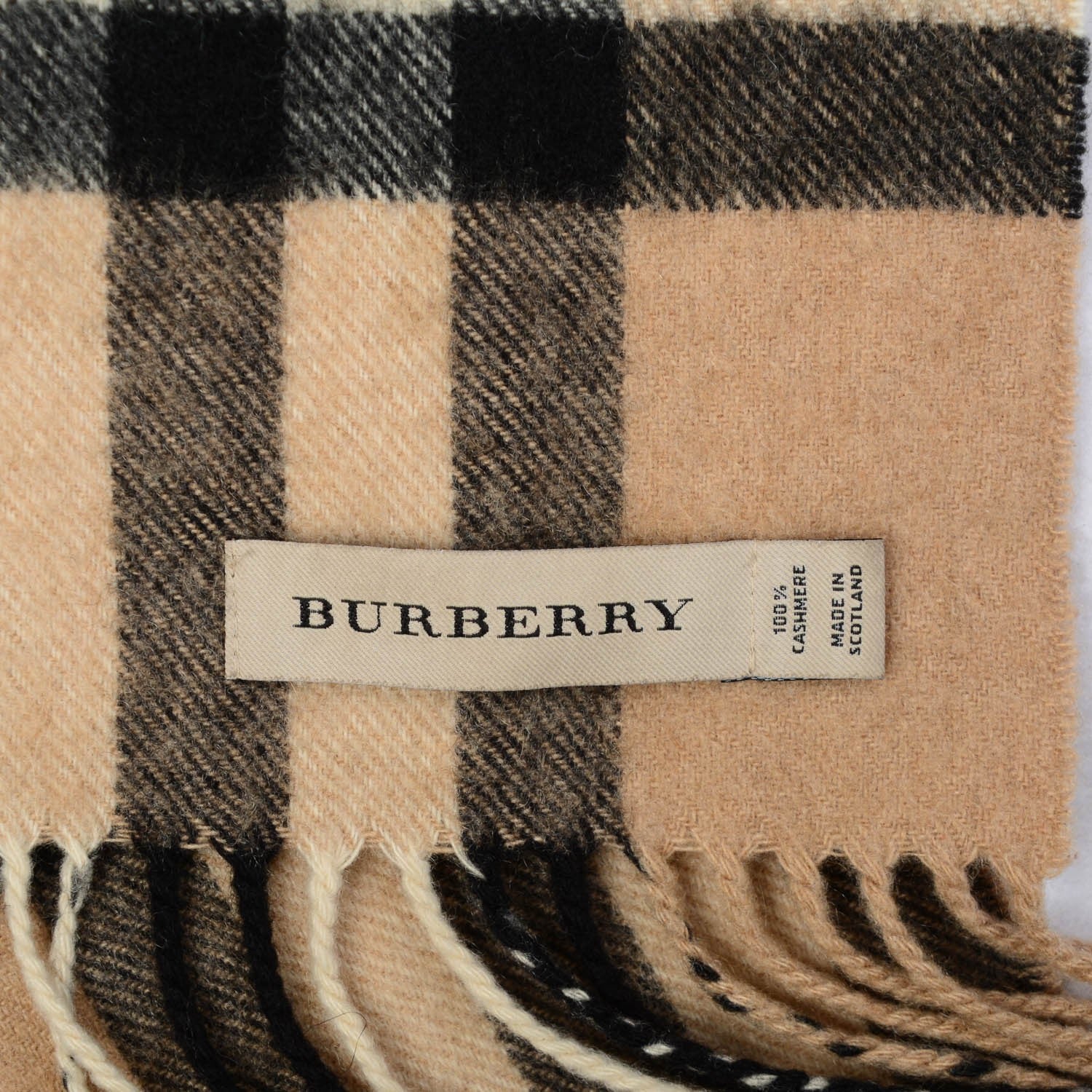 Burberry Cashmere Giant Check Skinny Scarf Camel 4 of 4